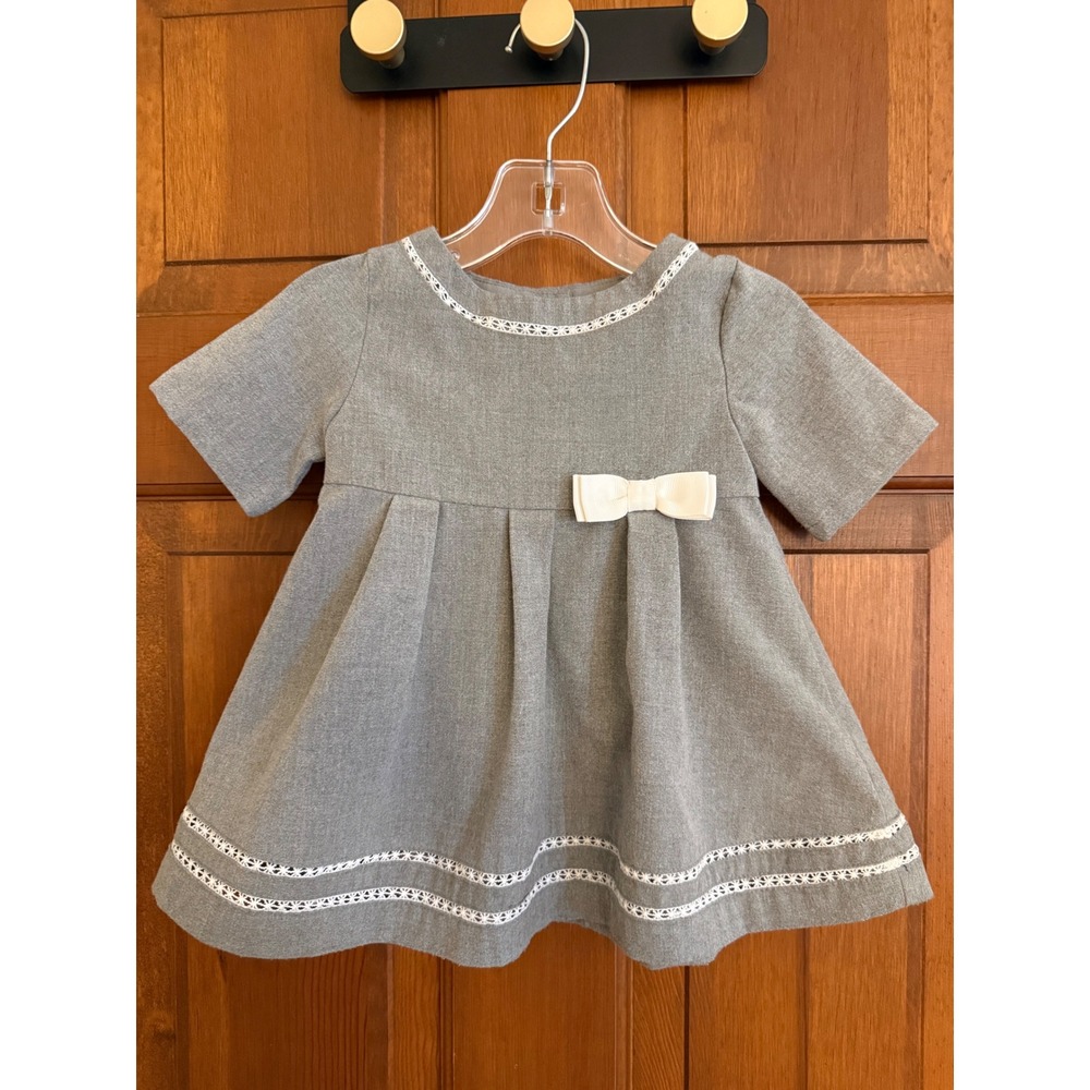 Tahari Bow Dress Toddler Girls 2T Gray Short Sleeve Party Wedding - Picture 2 of 9